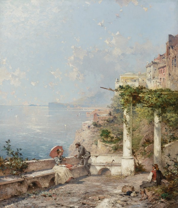 Two lovers by the sea by Franz Richard Unterberger